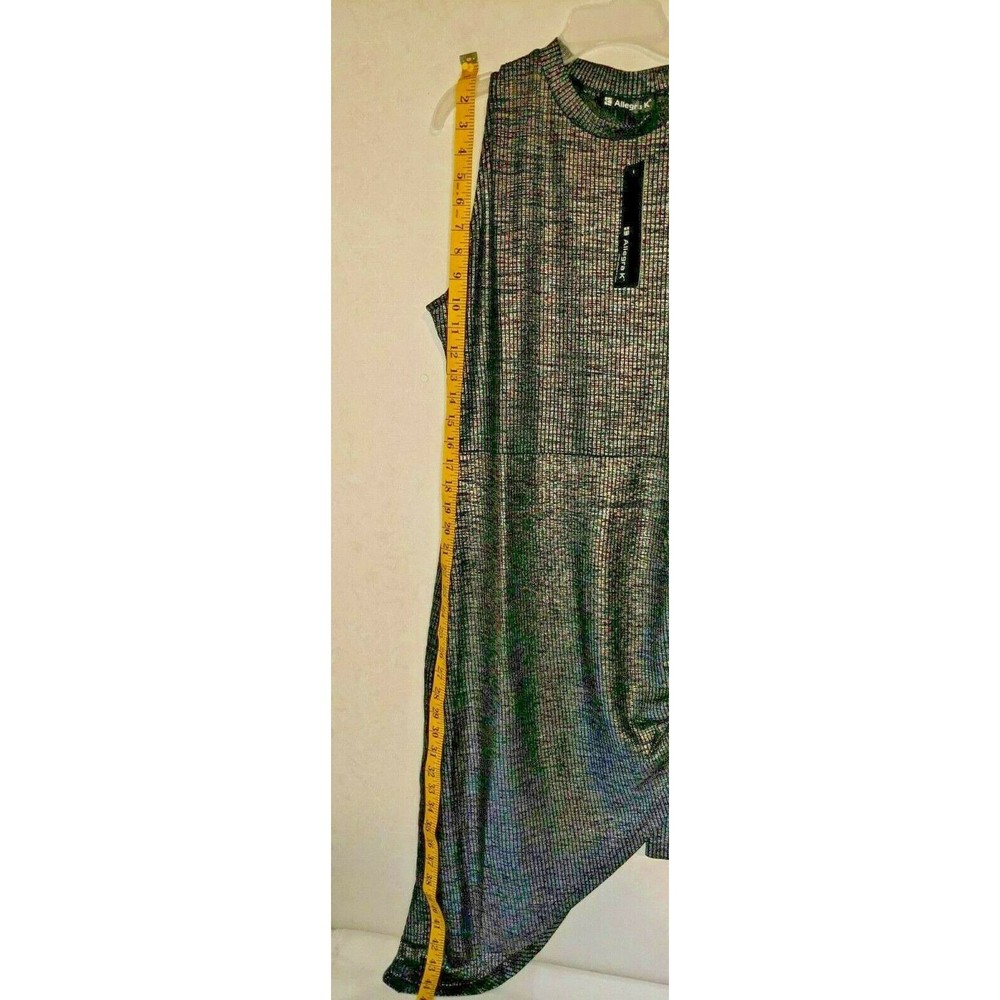 Allegra K Sheer Top Asymmetrical Dress Black Silver sz Large - Picture 3 of 6